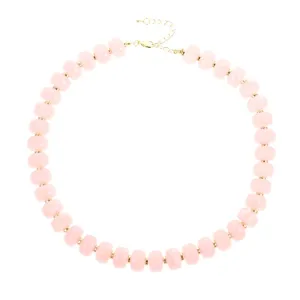 Collana di perle di abaco in acrilico rosa distanziatore in metallo dorato spiaggia