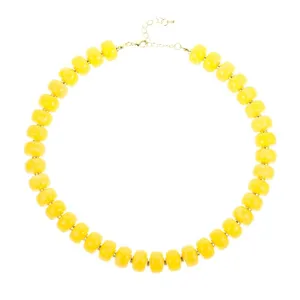 Collana di perle abaco in acrilico giallo vivo, bellissimo gioiello alla moda con metallo.