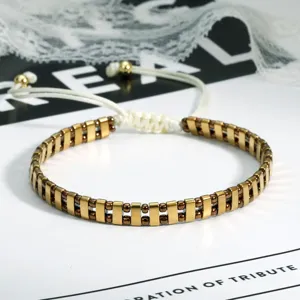 Boho metallisch kralen verstelbaar trekkoord armband, chique gestapeld polssieraad voor dames.