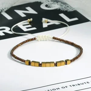 Bohemien Kralen Verstelbare Armband Gouden Kubus Handgemaakt Stapelbare Sieraden Trend