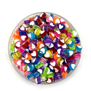Colorful Acrylic Heart Loose Beads 4x8mm Transparent Love Beaded For DIY Bracelet Jewelry Making Crafts Accessories
