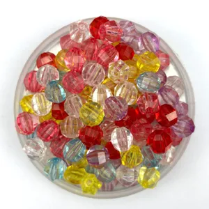 Acrylic Faceted Loose Beads 10mm Diamond Lantern Beads Transparent DIY Jewelry Making Craft Accessories