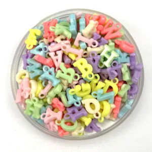 Plastic Resin Letter Beads Spring Color Gold Mixed DIY Letter Pendant Jewelry Accessories For Phone Chain Hair Band