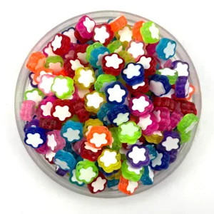 Acrylic Plum Blossom Beads Double Color Transparent Flower Spacer Beads Children DIY Jewelry Craft Supplies