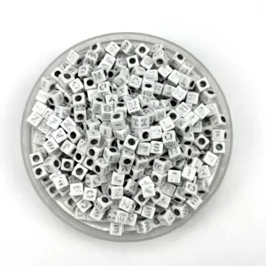Square acrylic alphabet letter beads for DIY children jewelry making and crafting accessories.