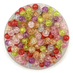 Bunte Acryl Riss Perlen runde Perlen fuer DIY handgemachte Schmuckherstellung Armbaender und Ketten