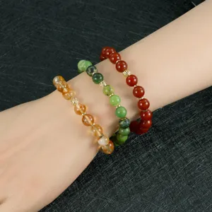 Conjunto de pulseras de cuentas de piedra natural multicolores cristales apilables moda.