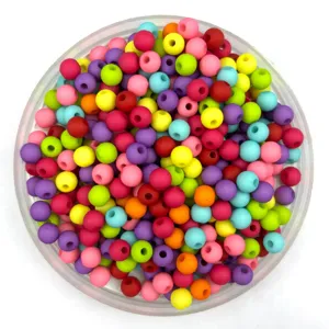 Acrylic Matte Round Beads Spring Color Loose Beads For DIY Handmade Children Bracelet Jewelry Making Craft