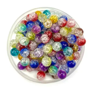 Acrylic Cracked Beads Two-Color Exploded Flower Loose Beads For Kids DIY Handmade Bracelet Necklace Jewelry Making