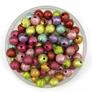 Colorful frosted acrylic round beads set for diy jewelry making and bracelets crafting