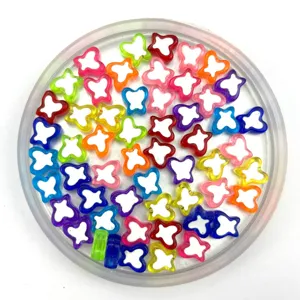 Colorful acrylic butterfly beads for DIY jewelry making, phone chain accessories.