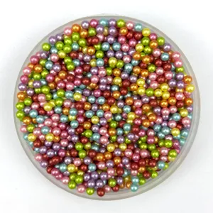 Closeup view of colorful micro plastic beads, solid candy colors for DIY crafts and decoration.