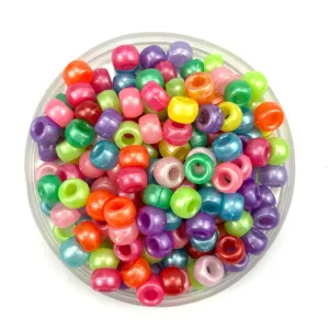 Acrylic macaron color round large hole barrel beads for DIY jewelry making phone chains.