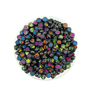 Black acrylic letter beads, 4x7mm alphabet beads for DIY jewelry making, bracelets and necklaces.