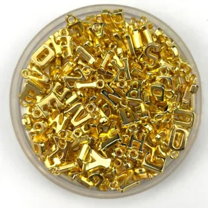 Gold metal letter charms pendants bulk for DIY jewelry making and crafts accessories.