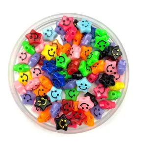 Colorful acrylic star beads detail, DIY handmade bracelet necklace jewelry making accessories.