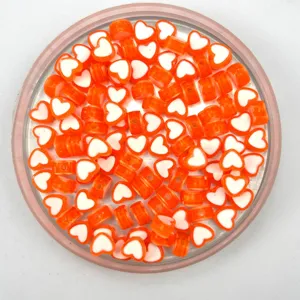 Orange white heart shape beads transparent DIY loose charms for handmade bracelets jewelry making design