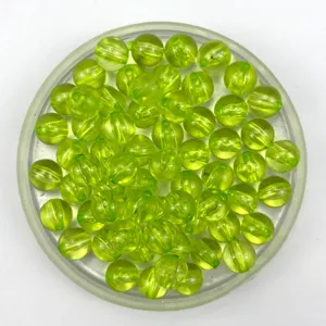 Green acrylic round beads detail, translucent DIY craft beads for jewelry making, phone chains.
