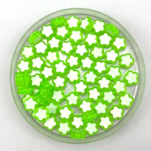 Acrylic flower beads double color green white DIY children jewelry making spacer beads