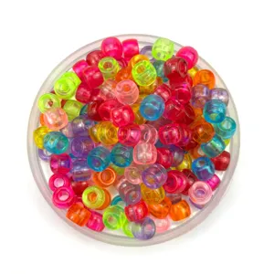 Colorful acrylic round large hole barrel beads for DIY jewelry making, phone chains, and hair.