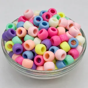 Acrylic macaron color round large hole beads for DIY jewelry making, phone chains, and crafts.