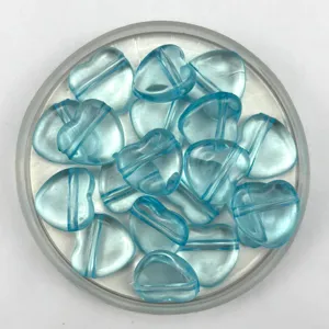 20mm acrylic heart beads detail shot, light blue transparent DIY jewelry making components