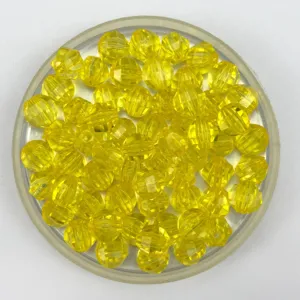 Acrylic transparent diamond faceted beads yellow loose beads for DIY jewelry making accessories