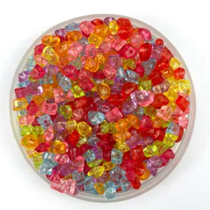 Perles de glace concassées en acrylique coloré avec trous, fausses gemmes transparentes déco.