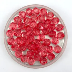 Transparent pink acrylic diamond faceted lantern beads for DIY jewelry making and accessories.