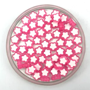 Acrylic pink and white flower beads for kids DIY jewelry making and crafting bracelets.