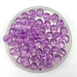 Purple transparent acrylic round beads detail, DIY craft handmade accessory components.