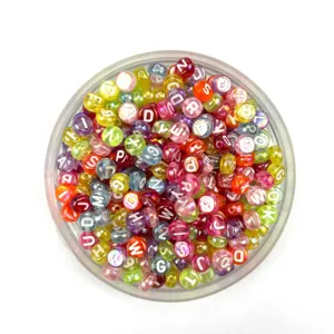 Colorful transparent acrylic alphabet letter beads DIY jewelry making crafting supplies.