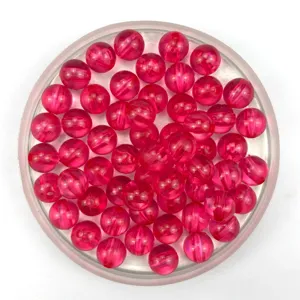 6-12mm translucent red acrylic round beads for DIY handmade phone chains and jewelry making.