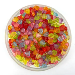 Plastic Heart Beads Transparent Pearlescent Loose Beads For DIY Handcraft Jewelry Making Bracelet Necklace