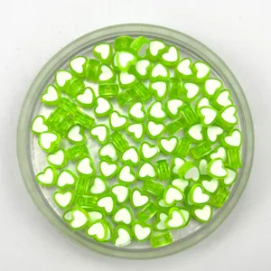 Transparent green heart beads 4x8mm DIY bracelet craft charms wholesale supply items