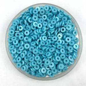 Blue plastic flat round spacer beads for phone case DIY craft accessories and jewelry making.