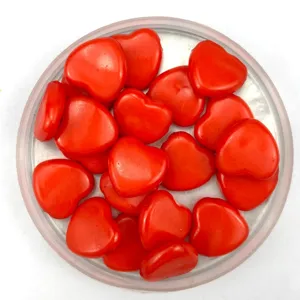 Red heart acrylic beads detail shot, perfect for DIY jewelry craft and handmade bracelets