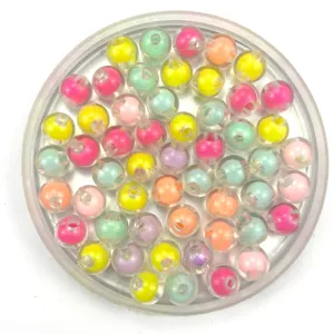 Detailed view of colorful transparent round beads, perfect DIY jewelry making craft accessories.