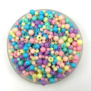 Colorful Acrylic Plastic Round Loose Beads Straight Hole DIY Jewelry Making Craft Supplies for Bracelets