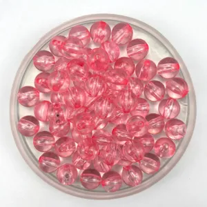 Pink transparent acrylic round beads for DIY jewelry making, phone chains and handmade crafts.