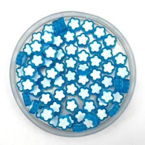 Acrylic blue white flower beads transparent plum spacer beads for kids DIY jewelry making details.