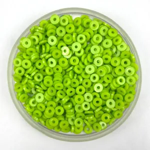 Green flat round spacer beads polymer clay lookalike diy phone case craft accessories