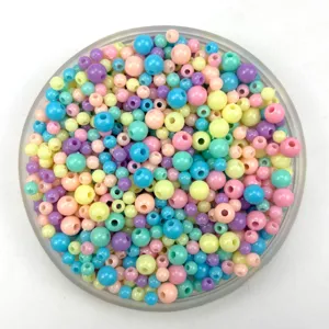 4-6mm Macaron acrylic plastic solid color beads set for DIY jewelry bracelet making.