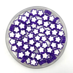 Acrylic purple and white plum blossom beads for DIY jewelry making, cute flower spacer design.