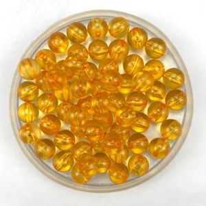 Acrylic round beads transparent yellow DIY jewelry making craft accessories supply