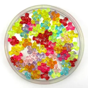 Colorful transparent plastic triangle beads for DIY crafting, wholesale big hole spacer beads.