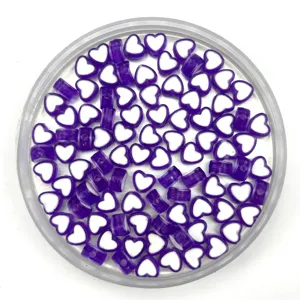 Purple white heart transparent loose beads 4x8mm for DIY bracelet necklace jewelry accessories detail