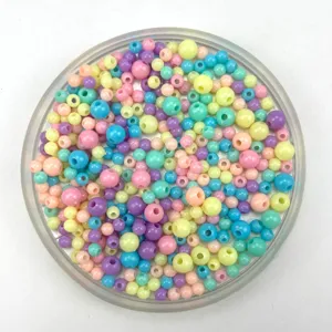4-6mm macaron acrylic plastic solid color beads straight hole DIY jewelry making main image.