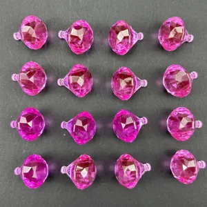 Accesorios de tapa de bolígrafo de diamante acrílico, gema de cristal rosa 22x24mm.