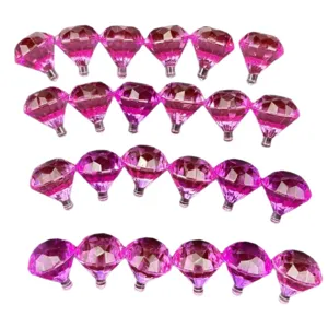 Accesorios de tapa de bolígrafo de diamante de acrílico, gemas de plástico rosa niños.